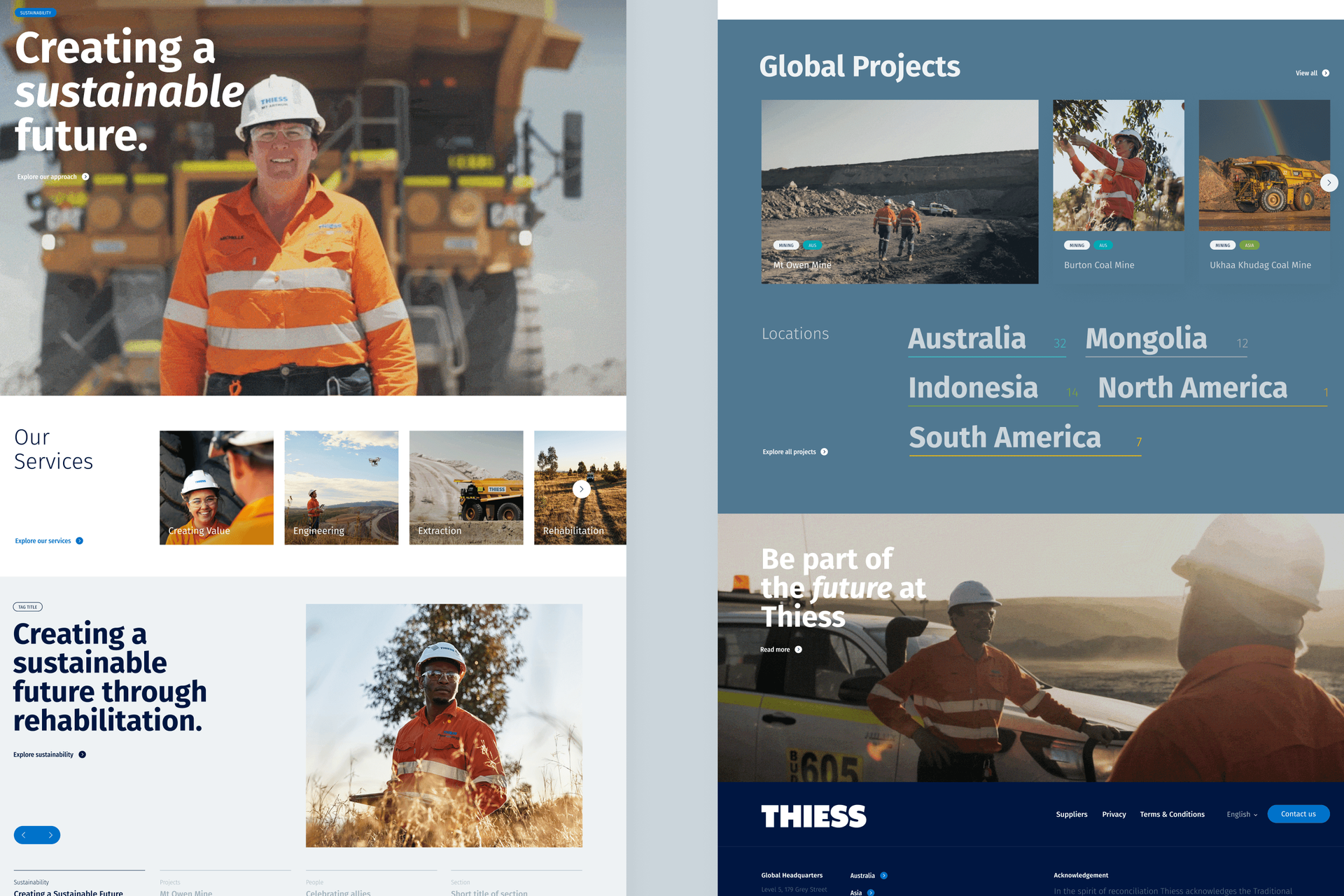 Corporate website design featuring asymmetrical layouts and big photography